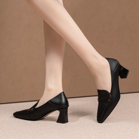 Schuhe Damen 6 cm Mittlerer Absatz Blockabsatz Comfort Leder Elegante Klassisch