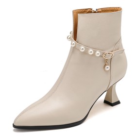 Chaussures Ceremonie Perlée Bottines Cuir À Talon Aiguilles Talon Spécial Business Casual Femme