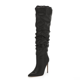 Slouch Boots Damen Klassisch Stiefel Stiletto Overknees Mit 12 cm High Heels Mit Absatz