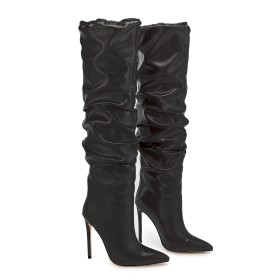 Slouch Boots Damen Klassisch Stiefel Stiletto Overknees Mit 12 cm High Heels Mit Absatz