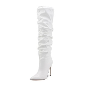 12 cm High Heeled Stilettos Classic Thigh High Boots For Women Faux Leather Patent Leather Pointed Toe Tall Boot Slouch