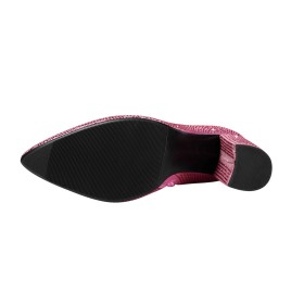 Blockklack Mode Höga Klackar Knähöga Stövlar Dam Glittriga Spetsiga Tå Glitter Finskor Lyxiga Boots Festskor Med Strass