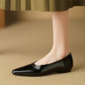 Loafers Classique Habillé Confort Chaussure Femme Bout Carré Plates Originale Cuir