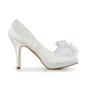 Brautschuhe Schlupfschuh Mit 10 cm High Heels Geblümte Ivory Schuhe Damen Pumps Elegante