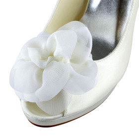 Brautschuhe Schlupfschuh Mit 10 cm High Heels Geblümte Ivory Schuhe Damen Pumps Elegante