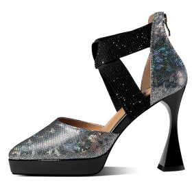 Beautiful Ankle Strap High Heel Stilettos Dress Shoes Snake Printed Pointed Toe Party Shoes Sculpted Heel Sandals For Women