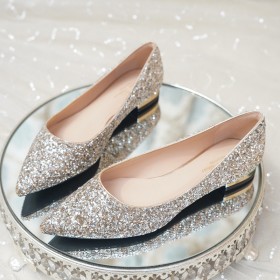 Chaussure Mariage Chaussure De Soirée Bout Pointu Chaussures Plates Champagne