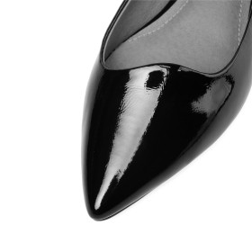 Cuir Confort Plates Noir Ballerines Chaussures Pour Femme