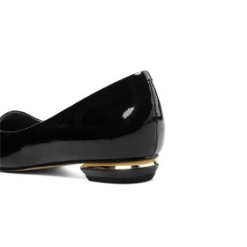 Cuir Confort Plates Noir Ballerines Chaussures Pour Femme