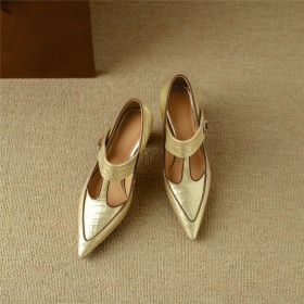 4 cm Low Heel Elegant Womens Shoes With Ankle Strap Leather Stylish Patent Stiletto Heels Pointed Toe