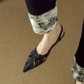 Kitten Heel Satin Leather Elegant Leather Strappy Slingback Business Casual Sandals Low Heel Belt Buckle