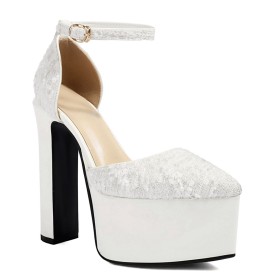 Aus Spitze 2024 Spitz Klassisch Sandalen Mit 15 cm High Heels Glitzer