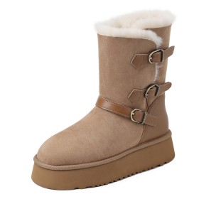 UNPLWO Women's Slippers Platform Mini Boots,Snow Winter Short Ankle Boot,Fluffy Warm Comfy Furry Hoe Slippers Anti-Slip Boot for Indoor and Outdoor Size 7 | Slippers