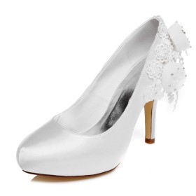 10 cm High Heels Pumps Wedding Shoes For Bridal White Beautiful