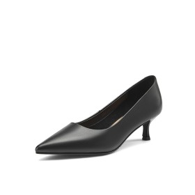 Stilettos Zapatos Salón De Piel Clasico Tacónes Bajos Cómodos Y Elegantes Zapato De Mujer Negros