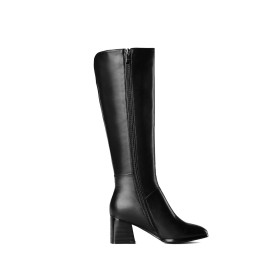 Full Grain Chunky Classic Black Knee High Boot Leather Fall 6 cm Heeled Closed Toe Riding Boot