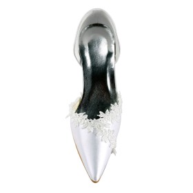 サテン スリップ オン サンダル 白い エレガント 結婚式 靴 8cm ハイヒール 6420100939F