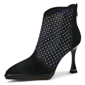 Pearls High Heel Sandal Boots Beautiful Stiletto Tulle Sparkly Dressy Shoes Booties For Women