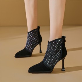 Pearls High Heel Sandal Boots Beautiful Stiletto Tulle Sparkly Dressy Shoes Booties For Women