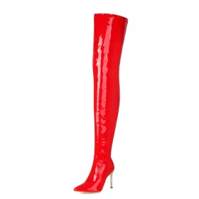 Hohe Stiefel Sock Spitz Lack Stilettos Overknee Mit 10 cm Hohe Absatz Sexy Poledance