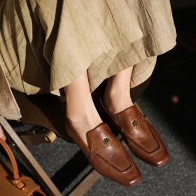 Klassisch Abendschuhe Retro Flach Loafers Schuhe Damen