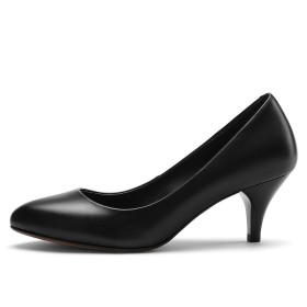 Comode Pelle Scarpe Donna Classiche Decollete Ufficio Nero Tacco Basso