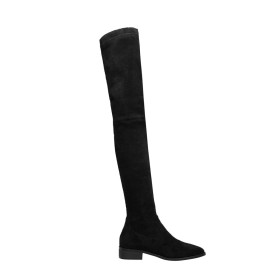 Winter Hohe Stiefel Flach Bequeme Wildleder Overknee Gefütterte Sock Schwarze