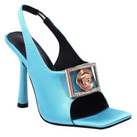 Peep Toe Sandalias Mujer Destalonados Hebillas Hebilla Satin Tacones Altos 10 cm Stilettos