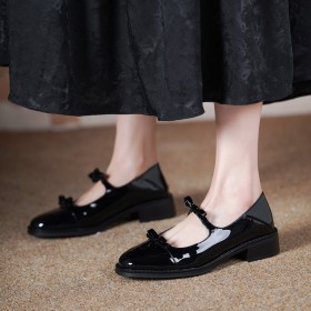 Business Casual Met Enkelbandje Mode Elegante Schoen Ronde Neus Lak Mary Jane Leer