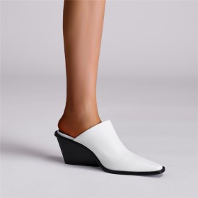 Mules Mit 8 cm High Heel Absatzschuhe Comfort Blockabsatz Leder Sandaletten Mit Keilabsatz