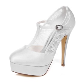 High Heel Slip On Bridal Shoes Dress Shoes Pumps Beautiful White
