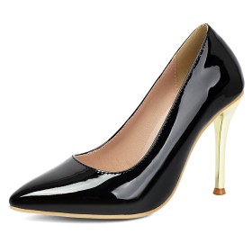 Escarpins Talon Aiguille Cuir Talon Haut 10 cm Classique Vernis Chaussures Femme