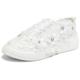 Plateau Platte Kanten Mode Comfort Bloemen Sneakers Schoenen Dames Bruidsschoenen Veters