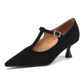 Daim Classique Vintage Talons Aiguilles Escarpins Cuir Chaussure Femme Business Casual À Talon Bride Cheville