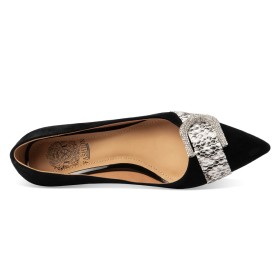 Spitse Neus Naaldhakken 7 cm Middelhoge Hakken Leer Zwarte Schoenen Dames Slangenprint Formele Strass Pumps Suede