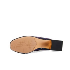 Petit Talon Sandale Femmes Talon Epais Chaussure De Soirée Bout Rond Talon Carré Filet Mules Luxe Noir D Été