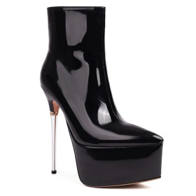 Stilettos Stövletter Finskor Högklackade Lack Metallic Klassisk
