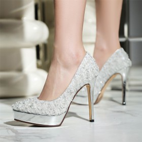 Bridals Wedding Shoes Stiletto Sparkly 11 cm High Heel Glitter Evening Shoes Stylish Pumps Platform Elegant
