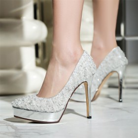 Schoenen Dames Gala Bruidsschoenen Highheel Pumps Plateauzool Glitter