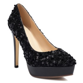 Sparkly Stiletto Stylish Bridal Shoes 11 cm High Heels Pumps Platform Womens Footwear Glitter
