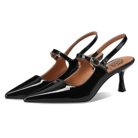 Klassiek Gesp Kantoor Schoenen Sandalen Dames Enkelbandje Stilettos Leer 6 cm Middelhoge Heels Slingbacks