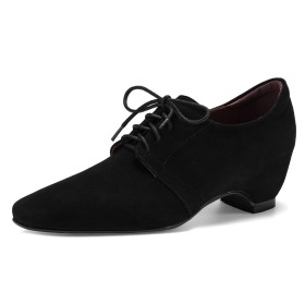 Talon Epais Talons Carrés Originale Classique Habillé Richelieu Confortable Chaussure Femme Daim Cuir Petit Talon 5 cm Bout Carré