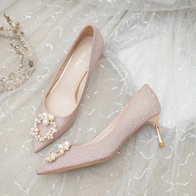 Rosegold Pumps Pailletten Mit 6 cm Mittlerer Absatz Stiletto Hochzeitsschuhe Festliche Schuhe Schuhe Damen