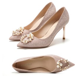 Rosegold Pumps Pailletten Mit 6 cm Mittlerer Absatz Stiletto Hochzeitsschuhe Festliche Schuhe Schuhe Damen