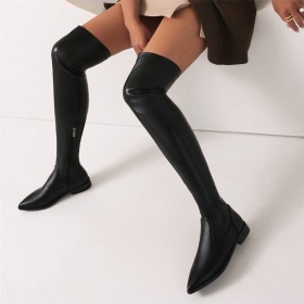 Stiefel Moderne Flach Winter Overknee Bequeme Sock Lederimitat Gefütterte