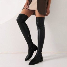 Stiefel Moderne Flach Winter Overknee Bequeme Sock Lederimitat Gefütterte