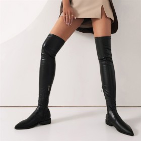 Stiefel Moderne Flach Winter Overknee Bequeme Sock Lederimitat Gefütterte