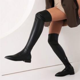 Stiefel Moderne Flach Winter Overknee Bequeme Sock Lederimitat Gefütterte