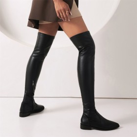 Stiefel Moderne Flach Winter Overknee Bequeme Sock Lederimitat Gefütterte