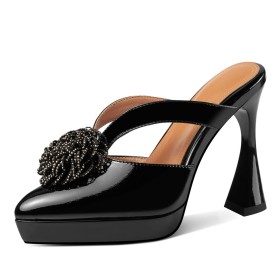 High Heel Sandals Thick Heel Elegant Sculpted Heel Leather Mules Business Casual Shoes Fashion Evening Shoes Dress Shoes Buckle